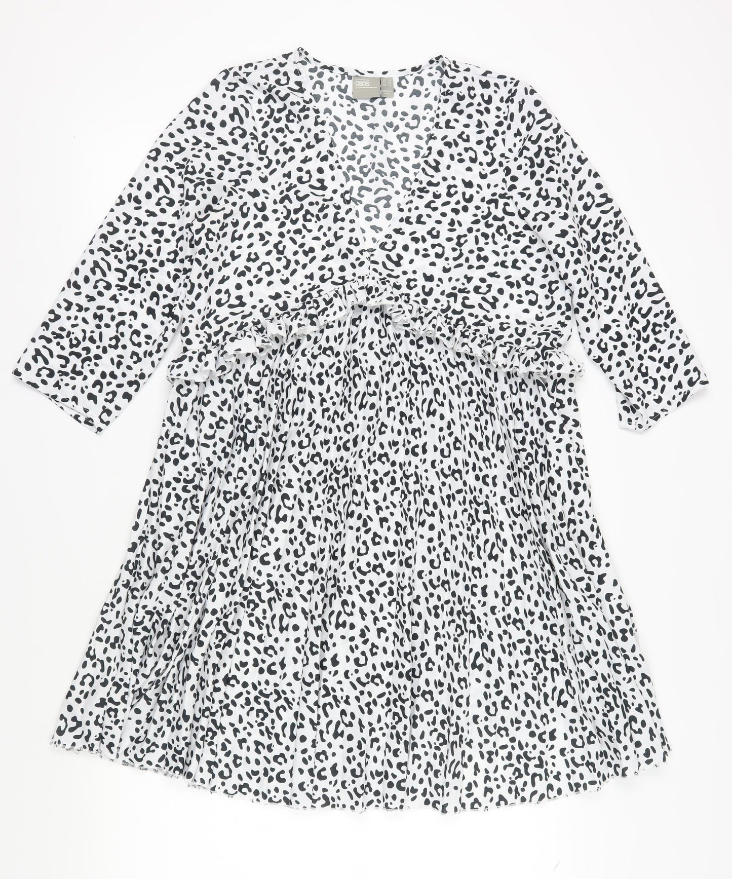 ASOS Women's White Animal Print Shift Dress 8
