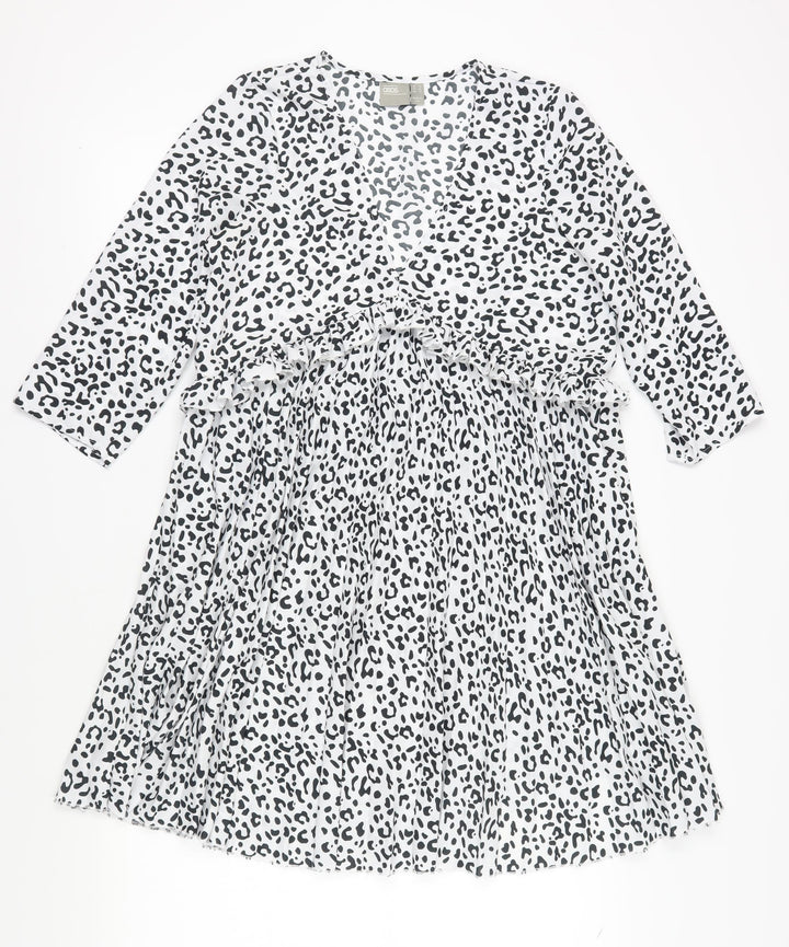 ASOS Women's White Animal Print Shift Dress 8
