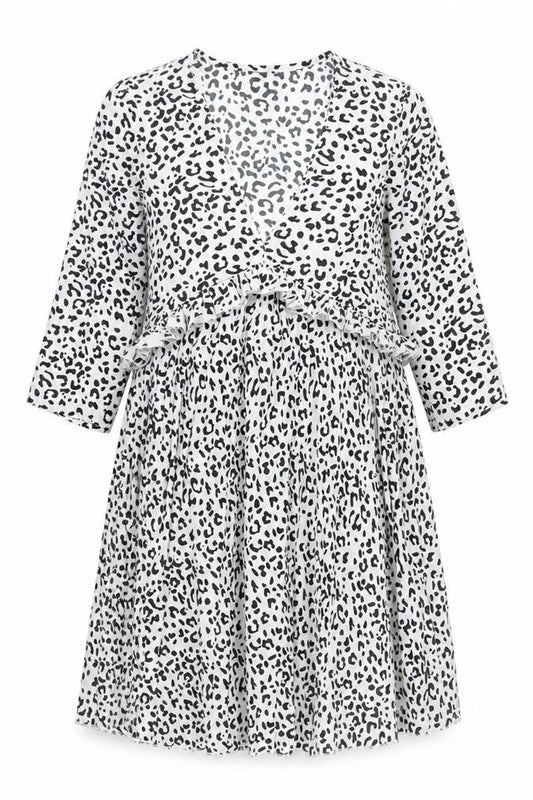 Front view of ASOS Women's White Animal Print Shift Dress 8