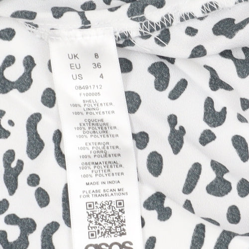 ASOS Women's White Animal Print Shift Dress 8