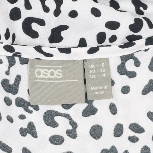 ASOS Women's White Animal Print Shift Dress 8
