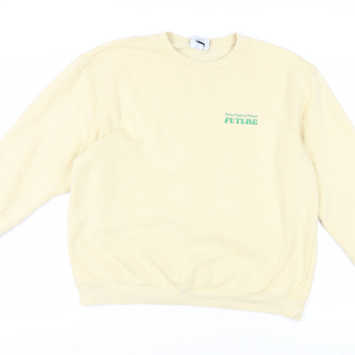 H&M Beige Pullover Sweatshirt Unisex M Relaxed Fit