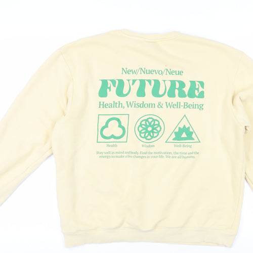 H&M Beige Pullover Sweatshirt Unisex M Relaxed Fit