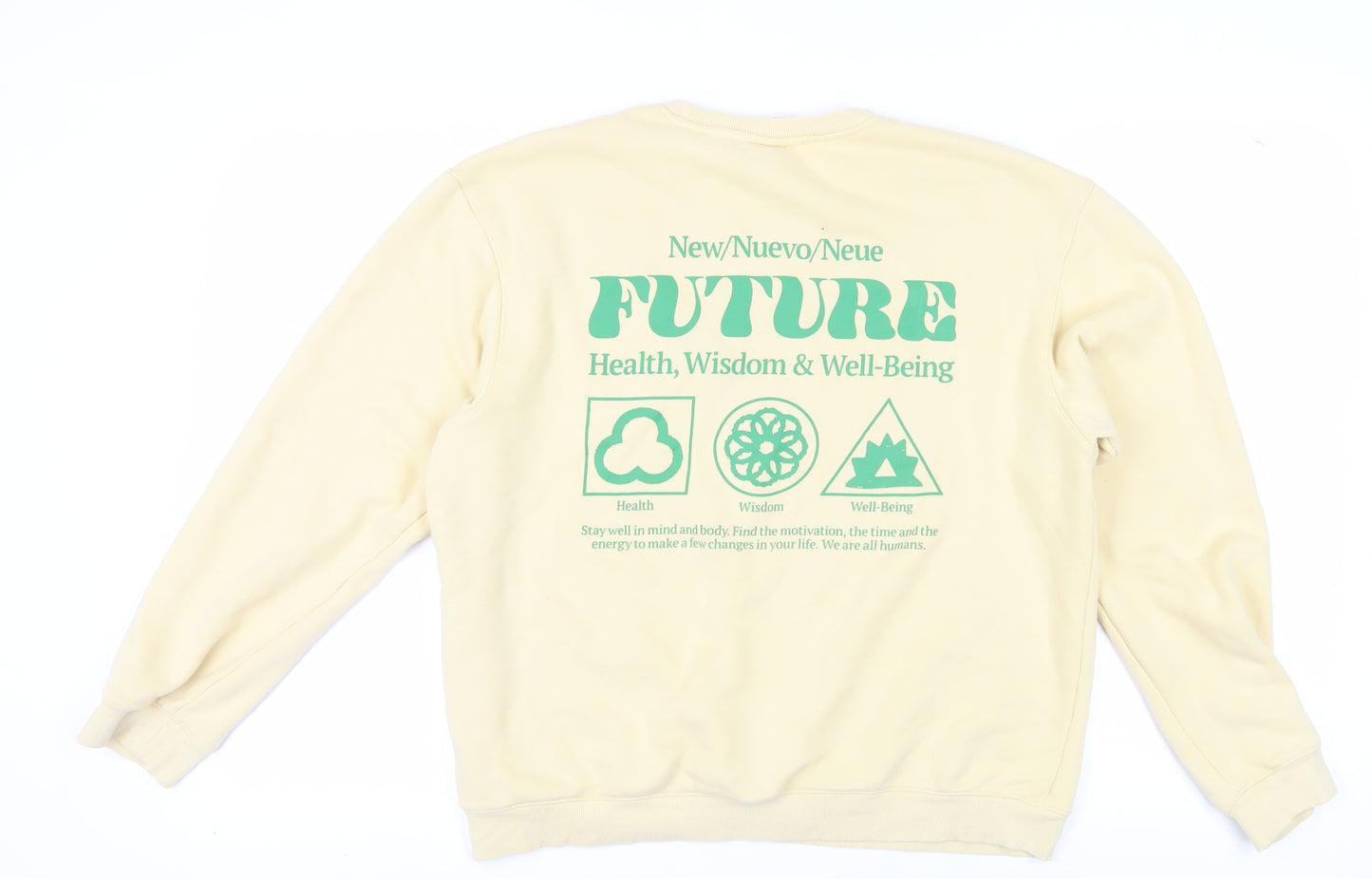 H&M Beige Pullover Sweatshirt Unisex M Relaxed Fit