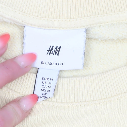 H&M Beige Pullover Sweatshirt Unisex M Relaxed Fit