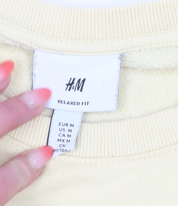 H&M Beige Pullover Sweatshirt Unisex M Relaxed Fit