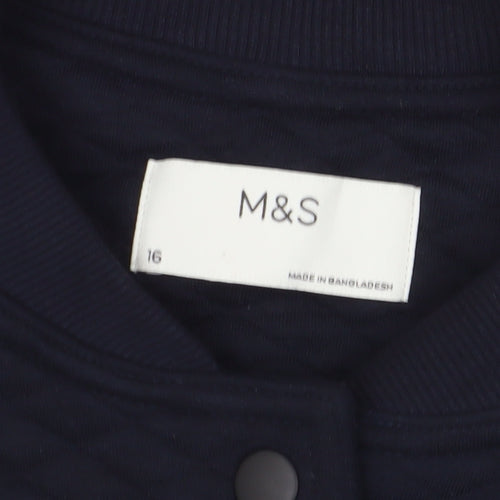 Marks and Spencer Bomber Jacket Women Black Size 16