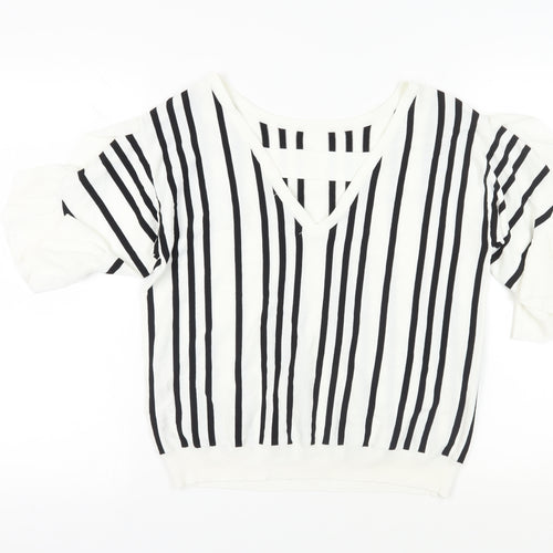 Next Women's White Striped Pullover Jumper, Size 14