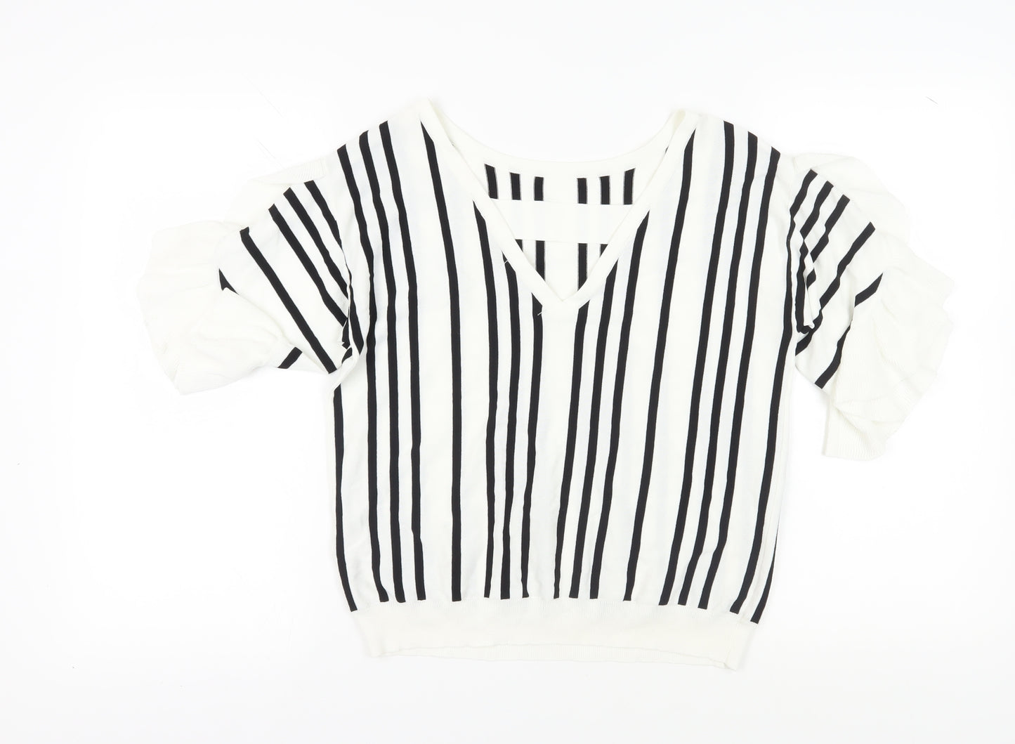 Next Women's White Striped Pullover Jumper, Size 14