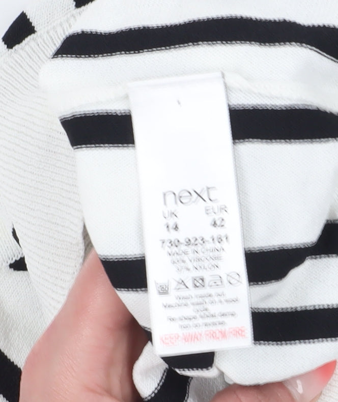 Next Women's White Striped Pullover Jumper, Size 14
