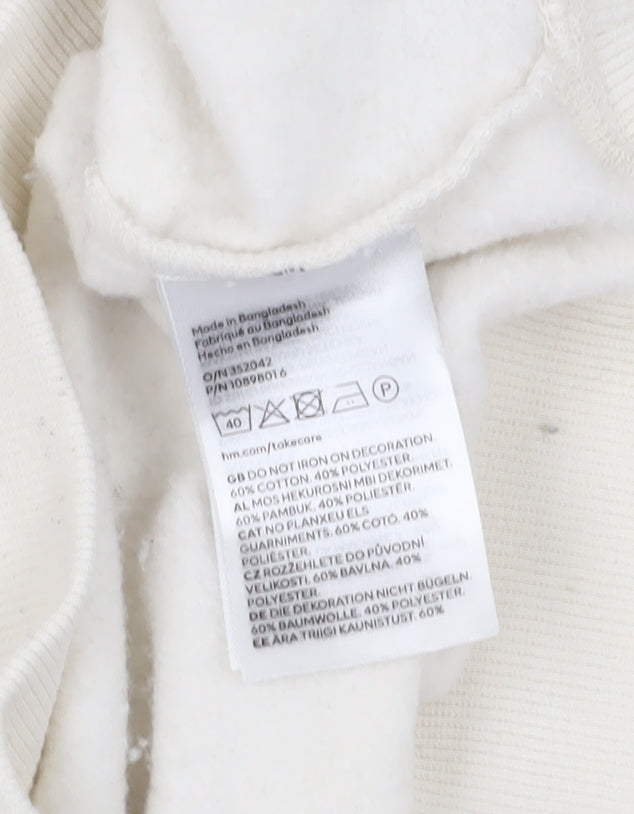 H&M Unisex Ivory Pullover Sweatshirt S Casual