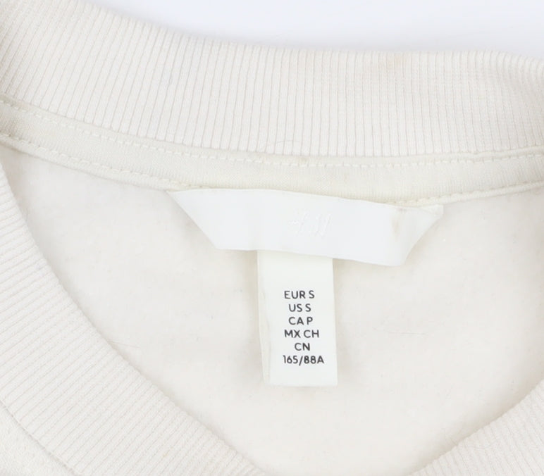 H&M Unisex Ivory Pullover Sweatshirt S Casual