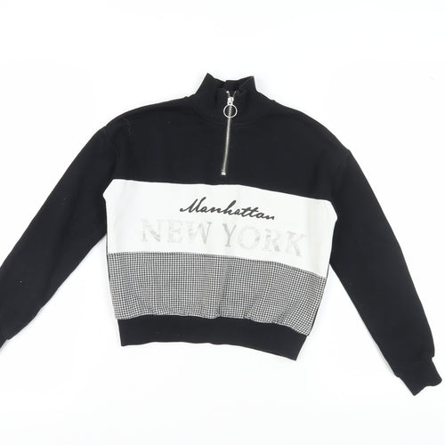 H&M Girls Black Full Zip Sweatshirt 9-10 Years