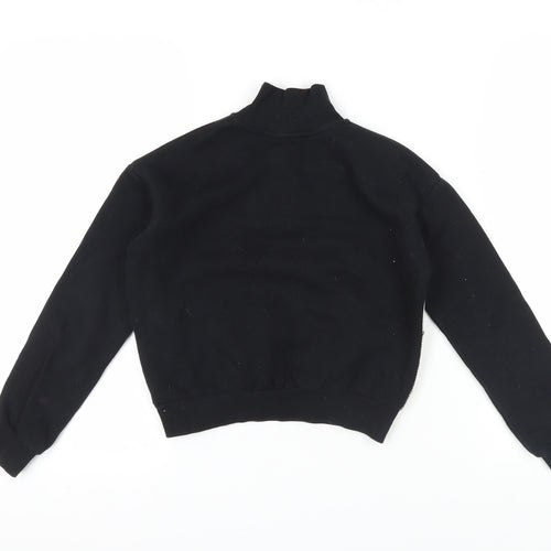 H&M Girls Black Full Zip Sweatshirt 9-10 Years