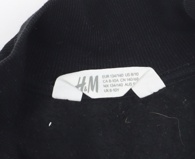 H&M Girls Black Full Zip Sweatshirt 9-10 Years