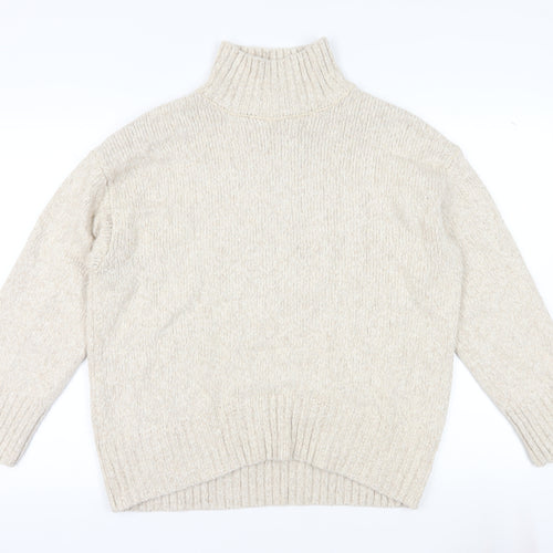 H&M Women's Beige High Neck Jumper XS