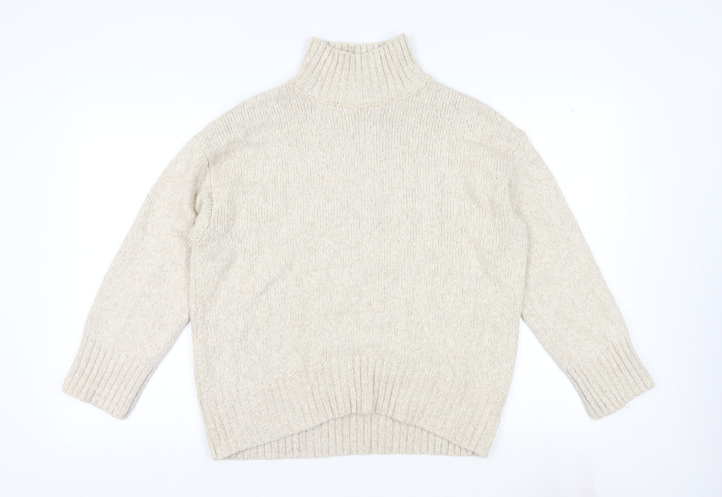H&M Women's Beige High Neck Jumper XS