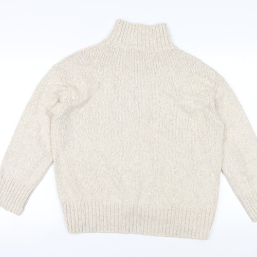 H&M Women's Beige High Neck Jumper XS