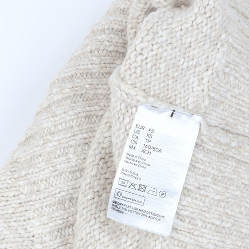 H&M Women's Beige High Neck Jumper XS
