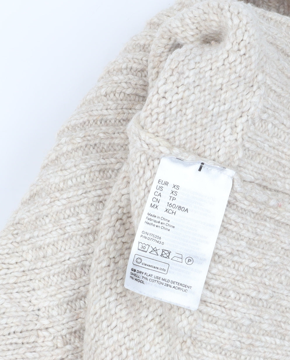 H&M Women's Beige High Neck Jumper XS