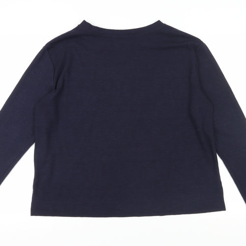 Marks & Spencer Women's Embroidered Blue Sweatshirt Size 16