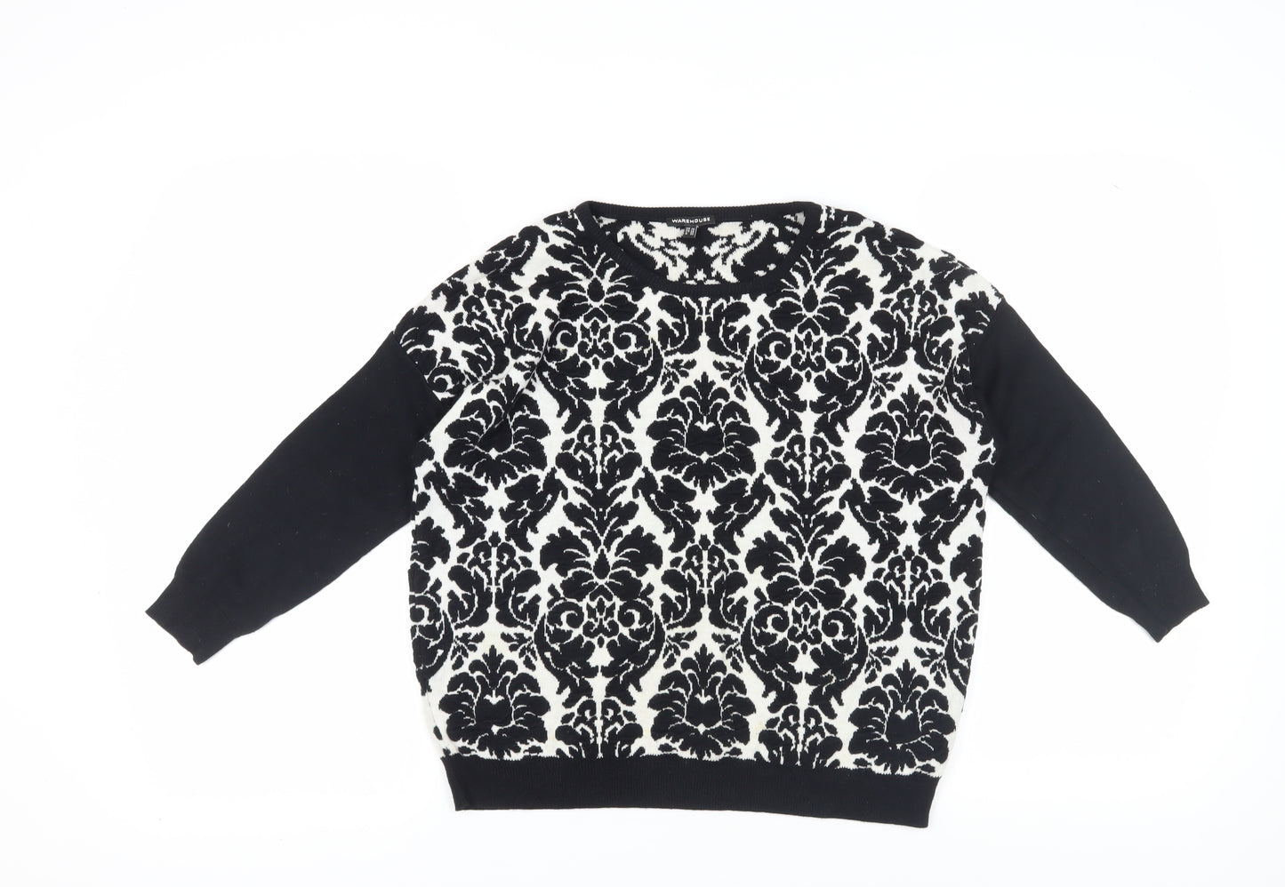 Warehouse Women's Black Size 10 Floral Pullover Jumper