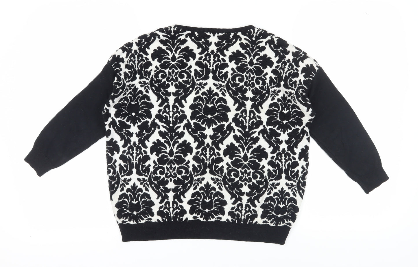 Warehouse Women's Black Size 10 Floral Pullover Jumper