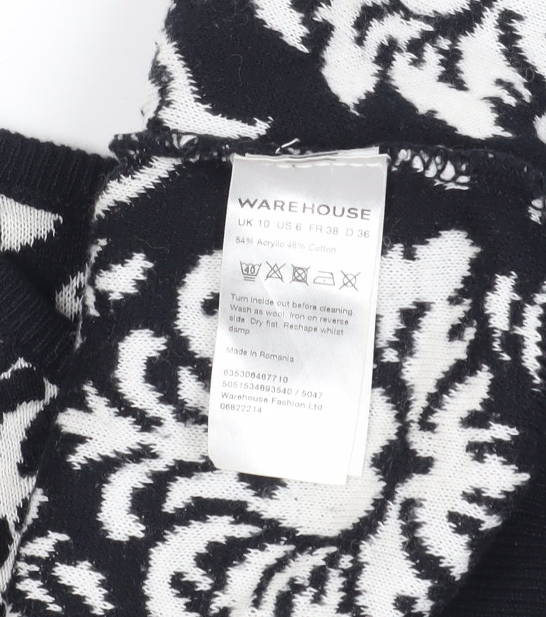 Warehouse Women's Black Size 10 Floral Pullover Jumper