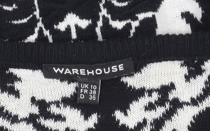 Warehouse Women's Black Size 10 Floral Pullover Jumper