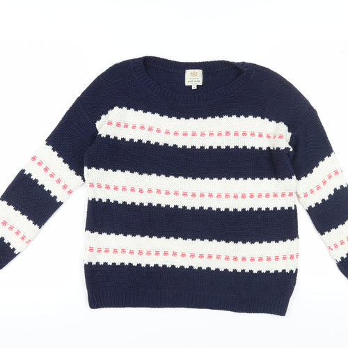 River Island Women's Blue Striped Pullover Jumper Size 8