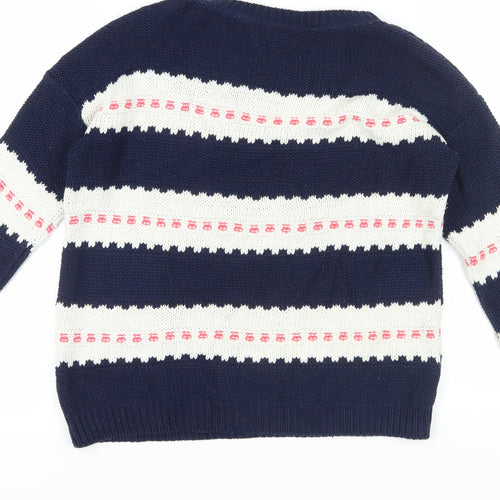 River Island Women's Blue Striped Pullover Jumper Size 8