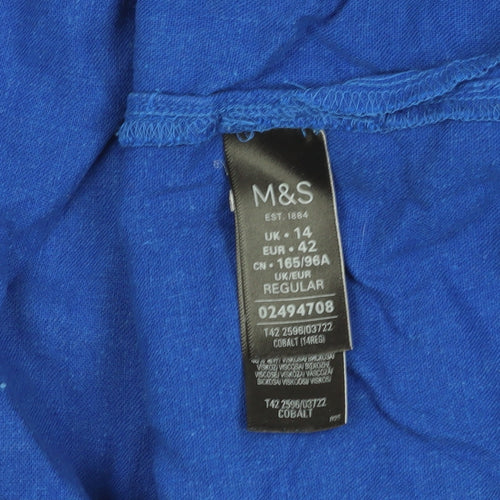 Marks and Spencer Women's Blue Shift Dress, Size 14