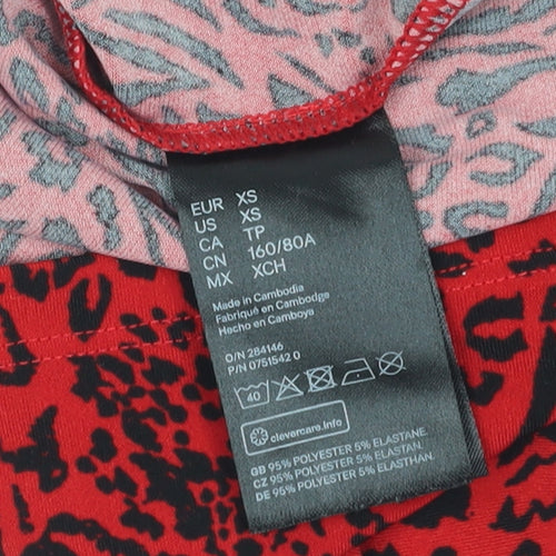 H&M Women's Red Animal Print Slip Dress, XS