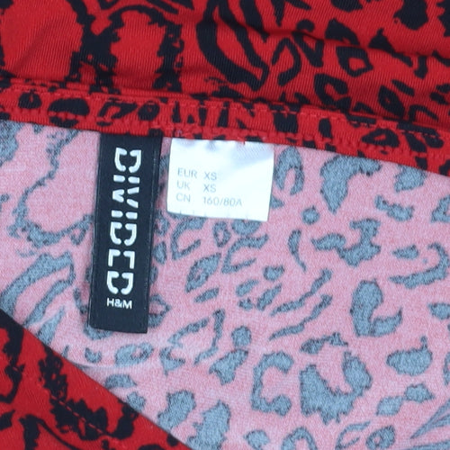 H&M Women's Red Animal Print Slip Dress, XS