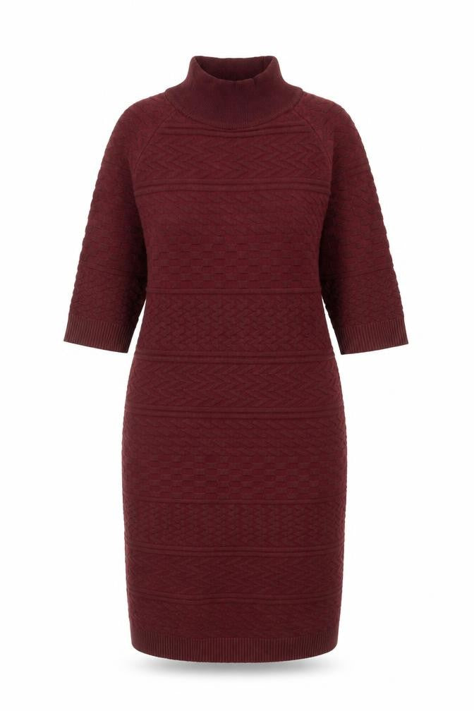 Apricot Women's Red Geometric Midi Knit Pencil Dress