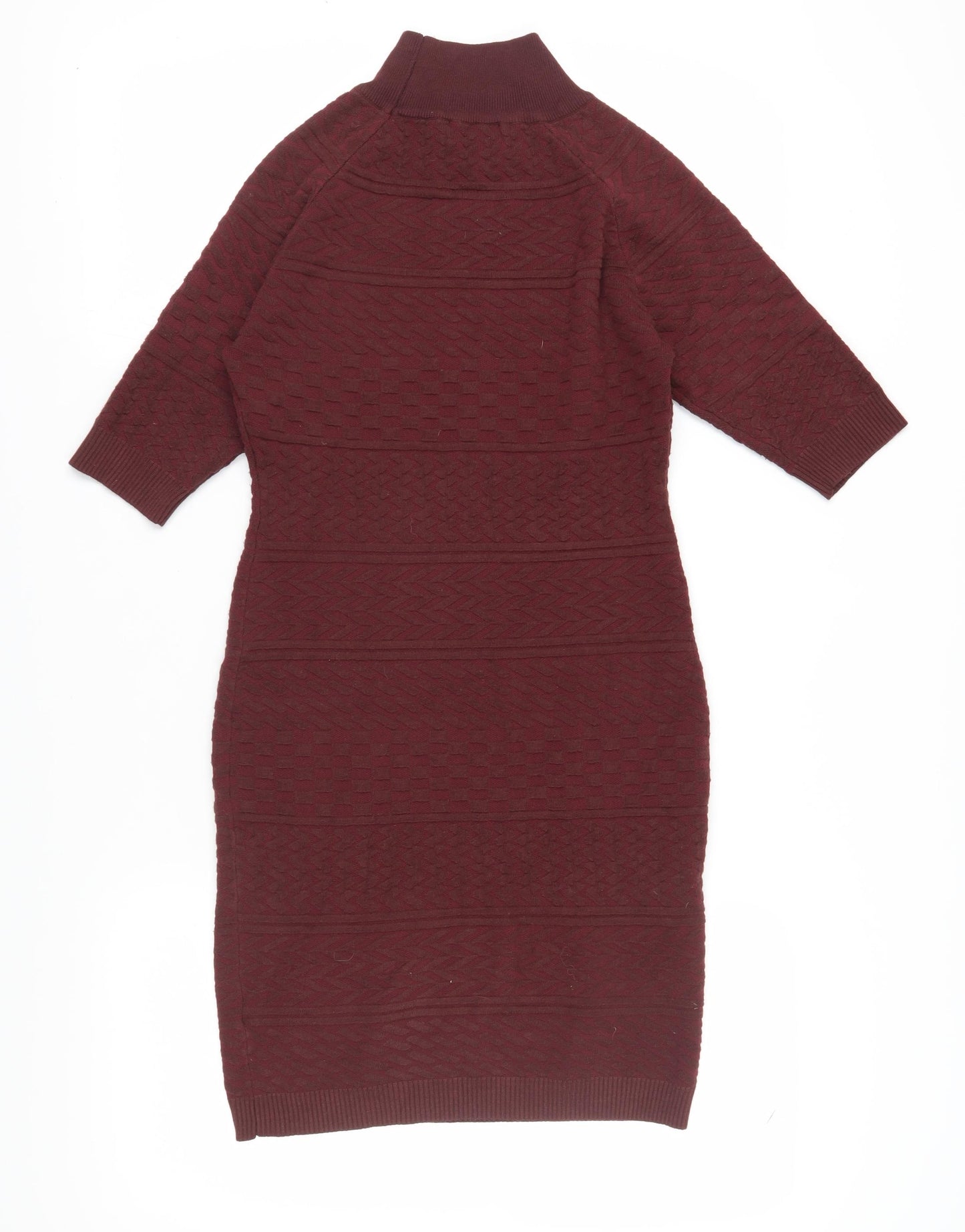 Apricot Women's Red Geometric Midi Knit Pencil Dress