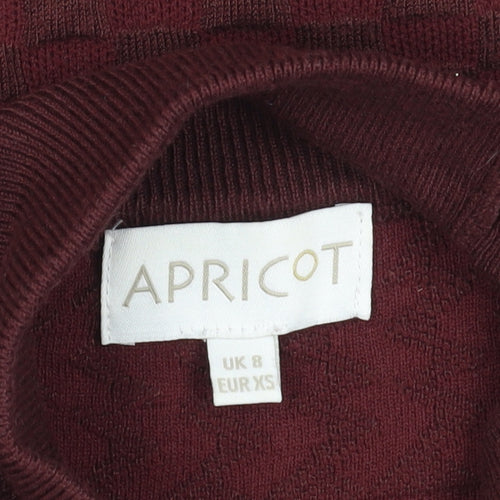 Apricot Women's Red Geometric Midi Knit Pencil Dress