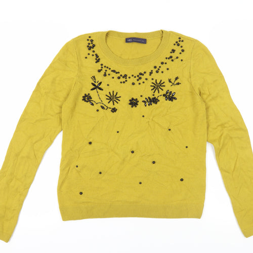 Marks and Spencer Women's Yellow Beaded Pullover, Size 12