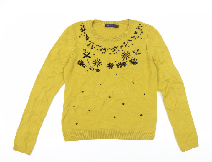 Marks and Spencer Women's Yellow Beaded Pullover, Size 12