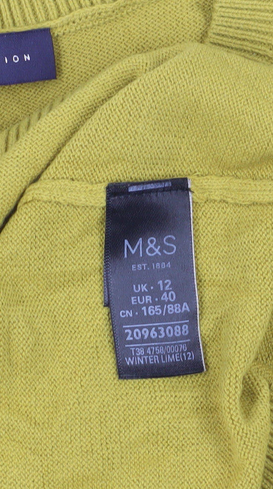 Marks and Spencer Women's Yellow Beaded Pullover, Size 12