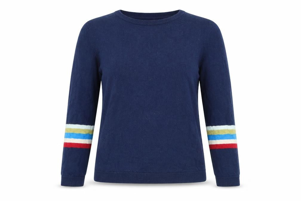 Front view of Seen Worn Kept Women's Blue Striped jumper M
