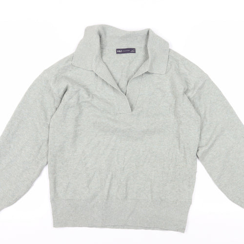 Marks and Spencer Women's Grey Collared Jumper in S