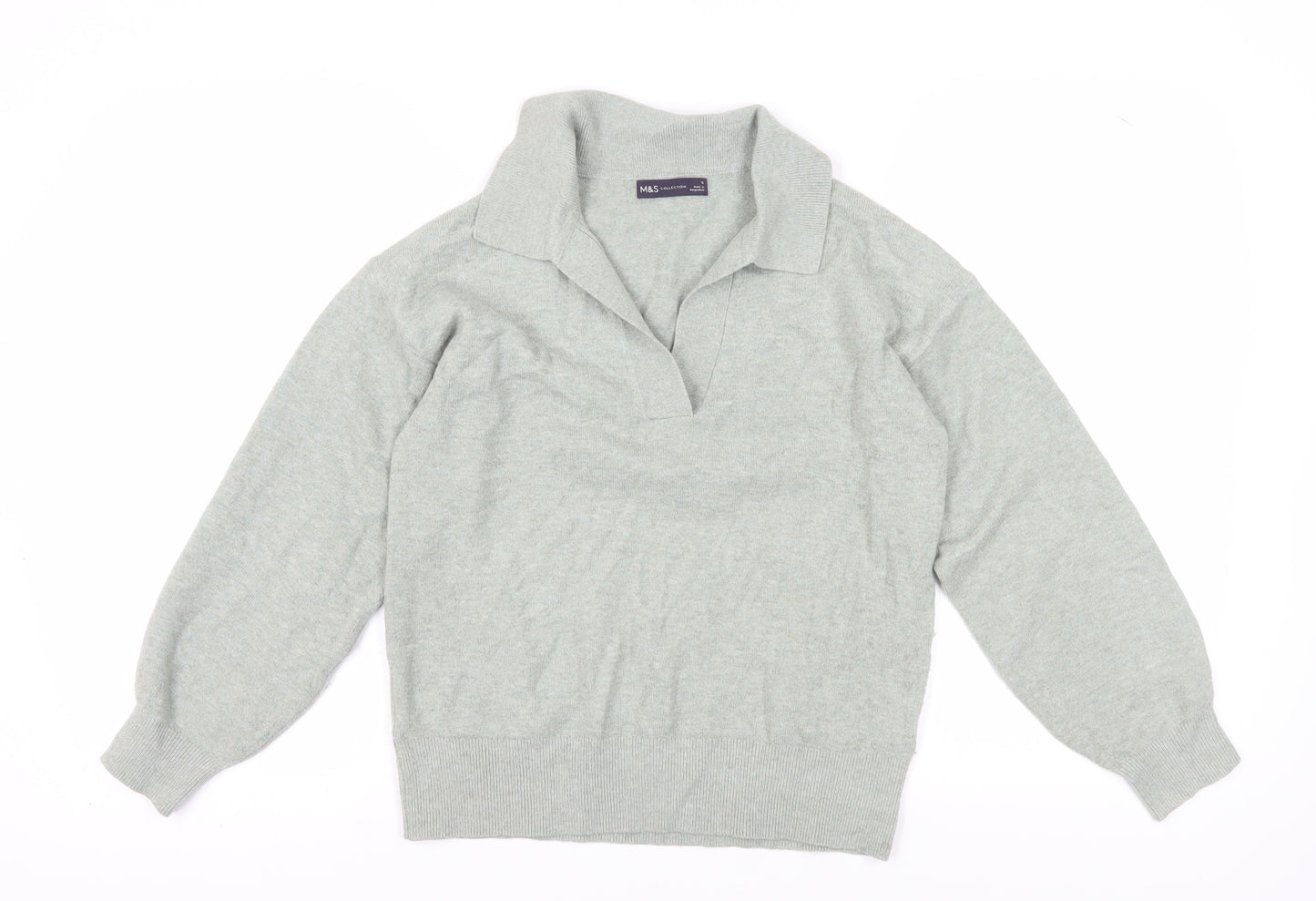 Marks and Spencer Women's Grey Collared Jumper in S