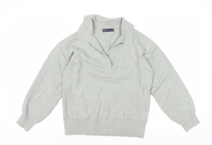 Marks and Spencer Women's Grey Collared Jumper in S