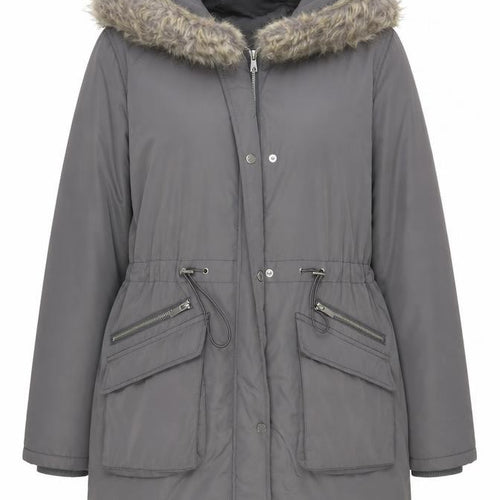 Oasis Women's Grey Parka Coat, L, Hooded Winter Wear