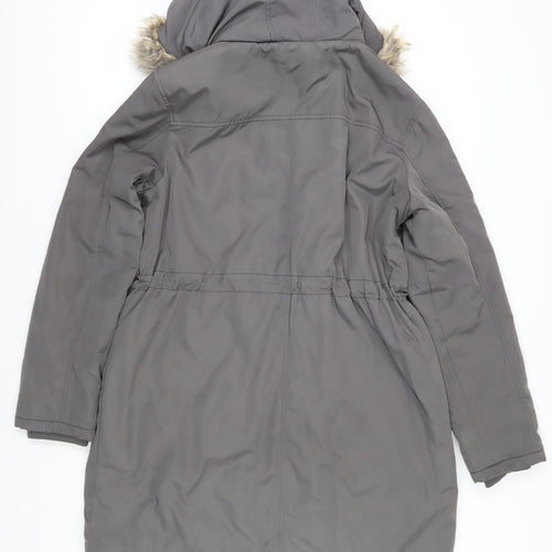 Oasis Women's Grey Parka Coat, L, Hooded Winter Wear