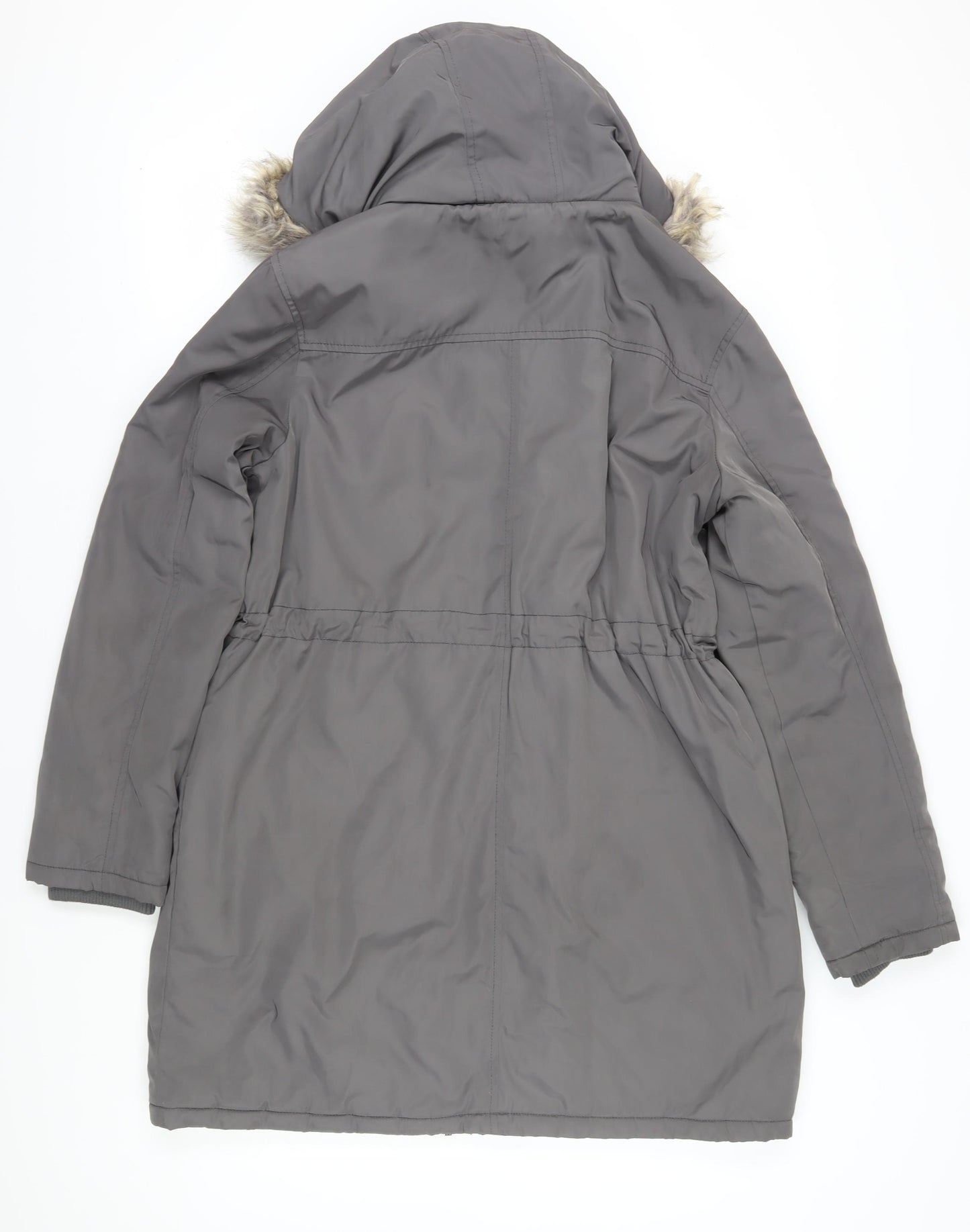 Oasis Women's Grey Parka Coat, L, Hooded Winter Wear