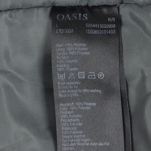 Oasis Women's Grey Parka Coat, L, Hooded Winter Wear