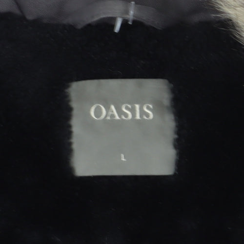Oasis Women's Grey Parka Coat, L, Hooded Winter Wear