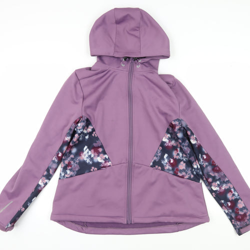 Crivit Women's Purple Floral Hooded Jacket Size 16